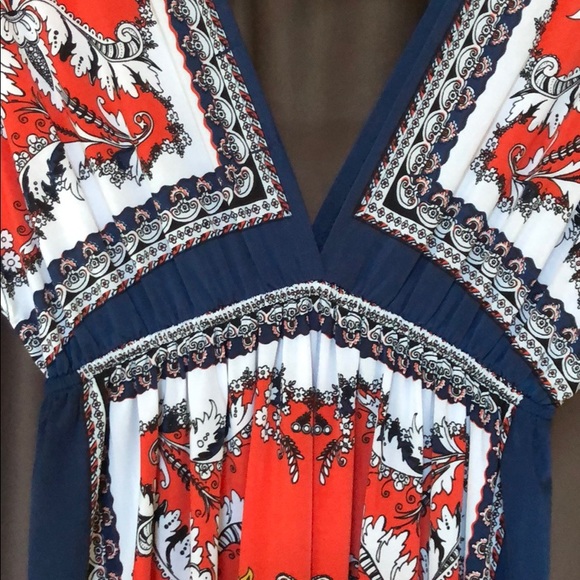 Boho V Neck Printed Casual Dress - Picture 5 of 7